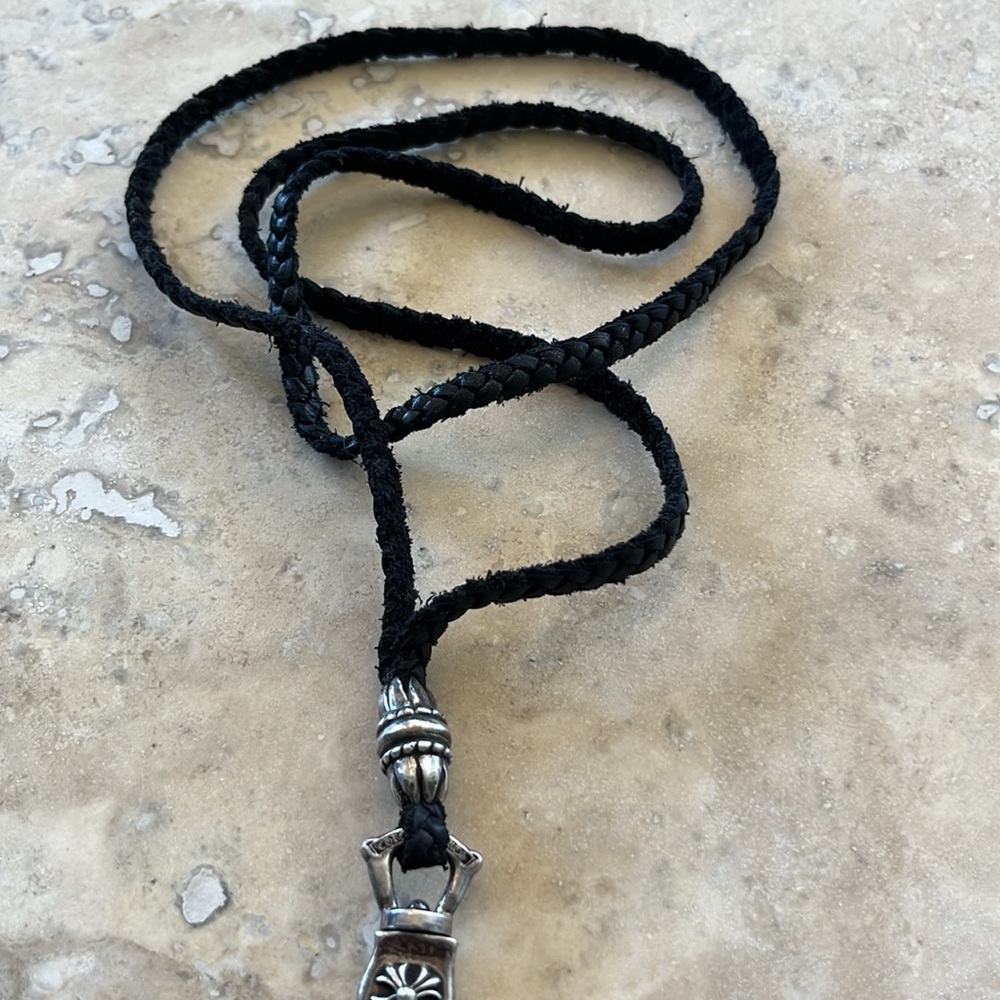 Original,authentic Chrome hearts swivel hook on braided leather cord - Picture 2 of 5